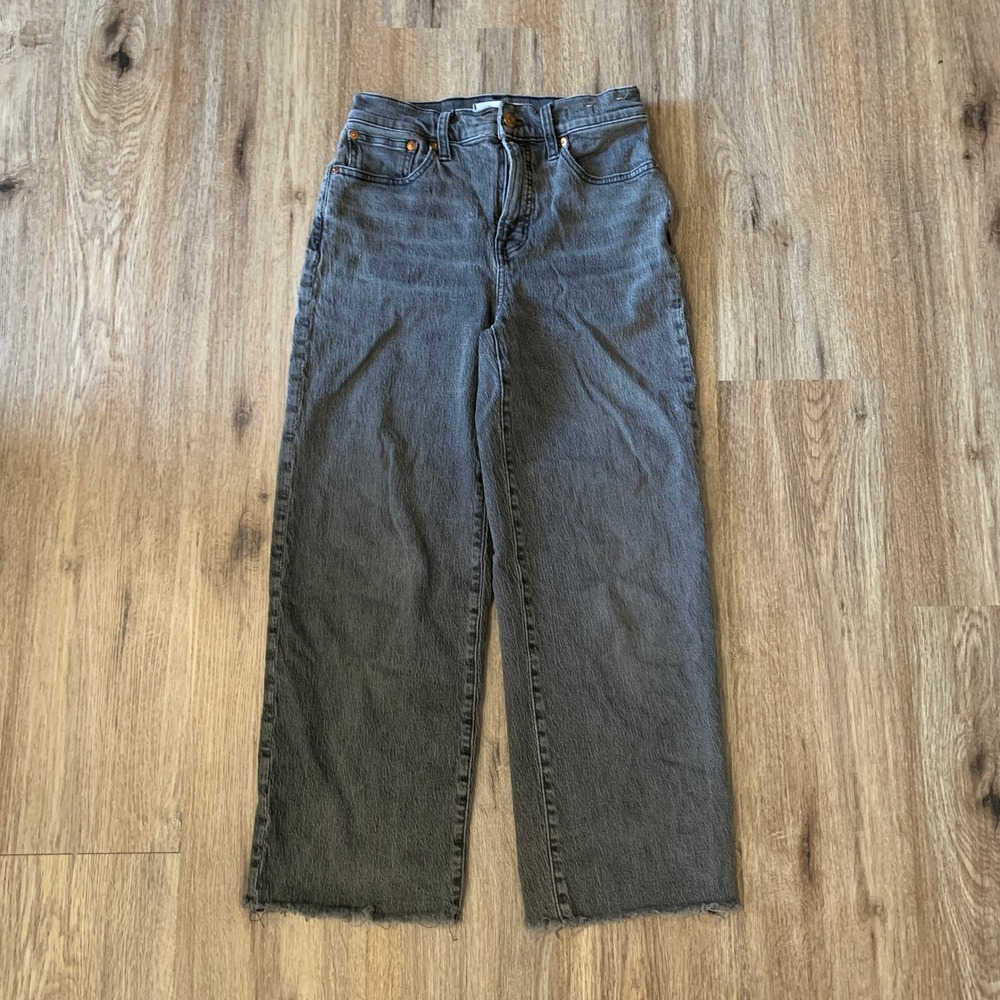 Madewell "Perfect Vintage Wide-Leg Crop" Jeans in dark grey - size 25 womens